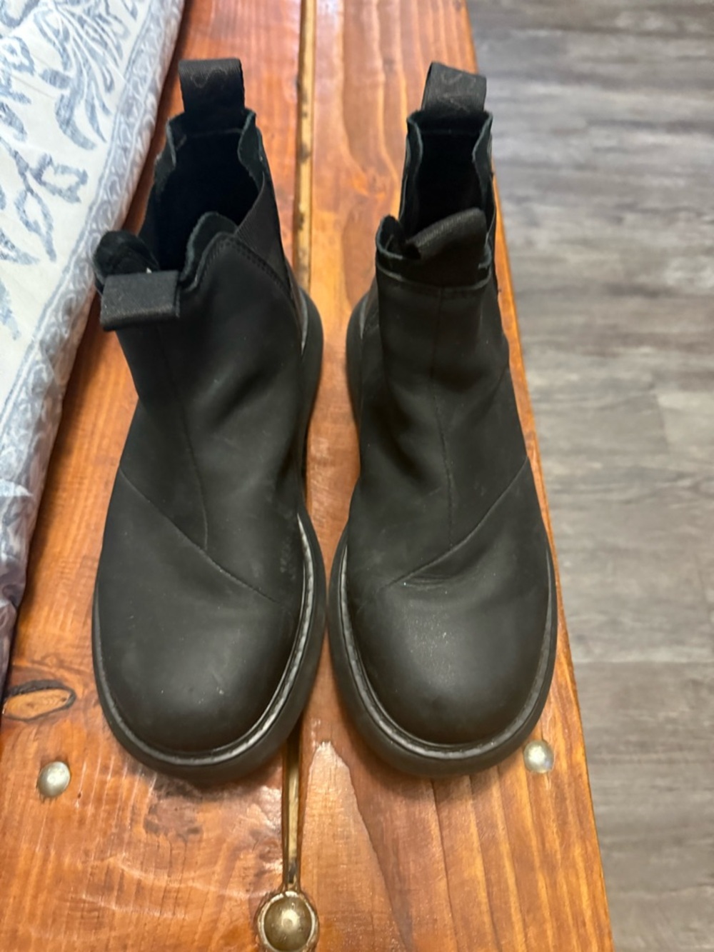 Women's Black Slip-On Chelsea Boots - Minimal Leather Style